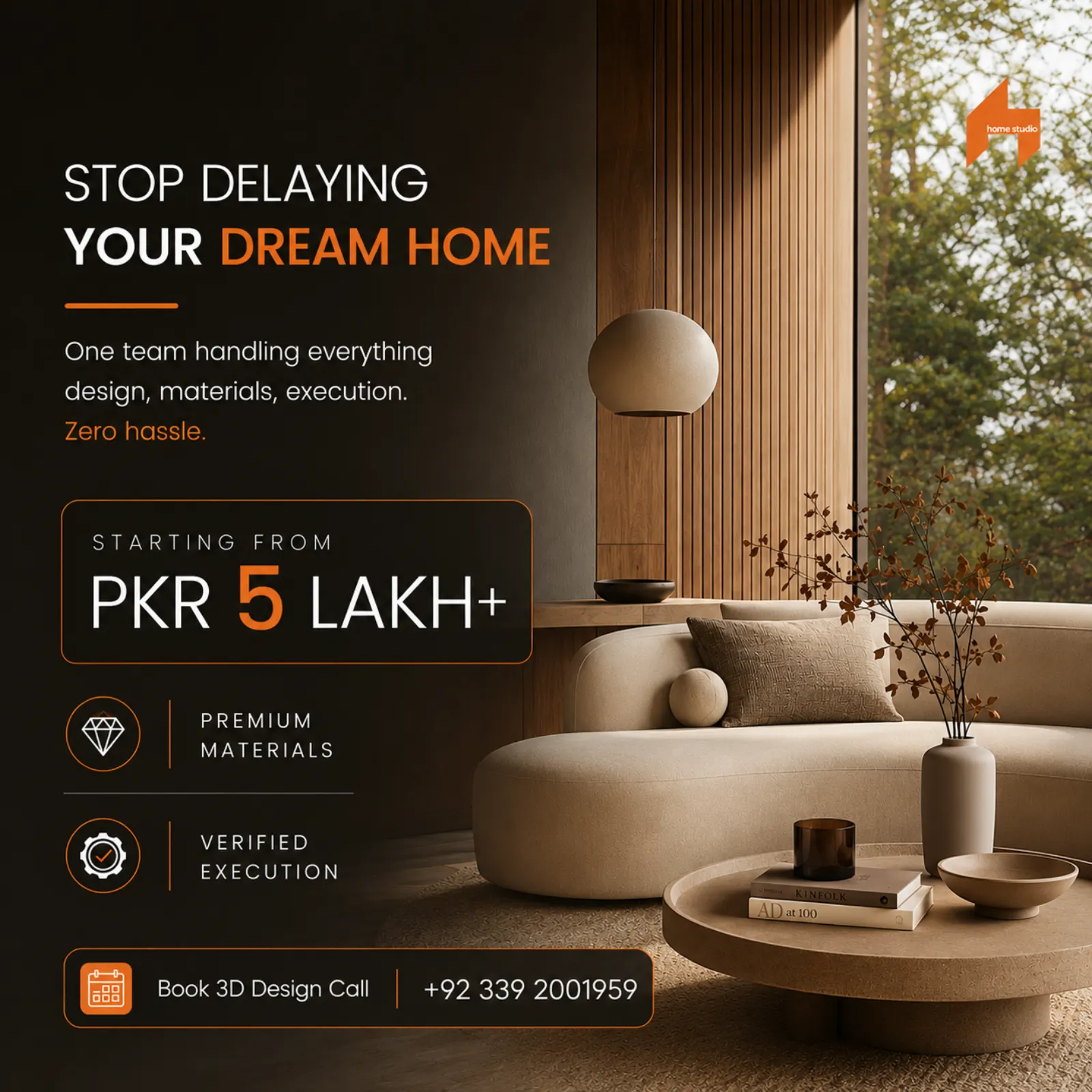 Home Studio Interiors premium social media creative