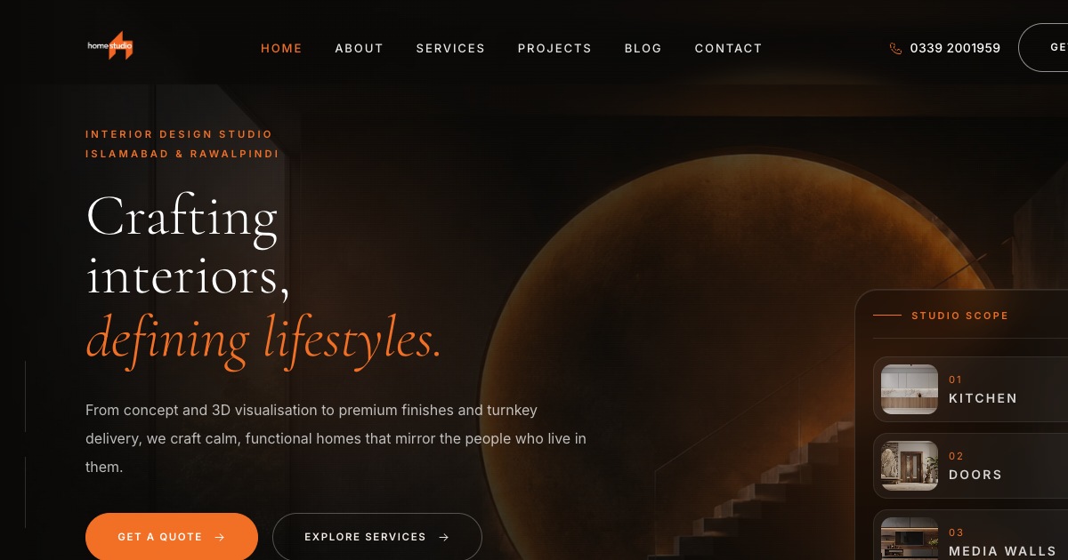 Home Studio Interiors case study main preview