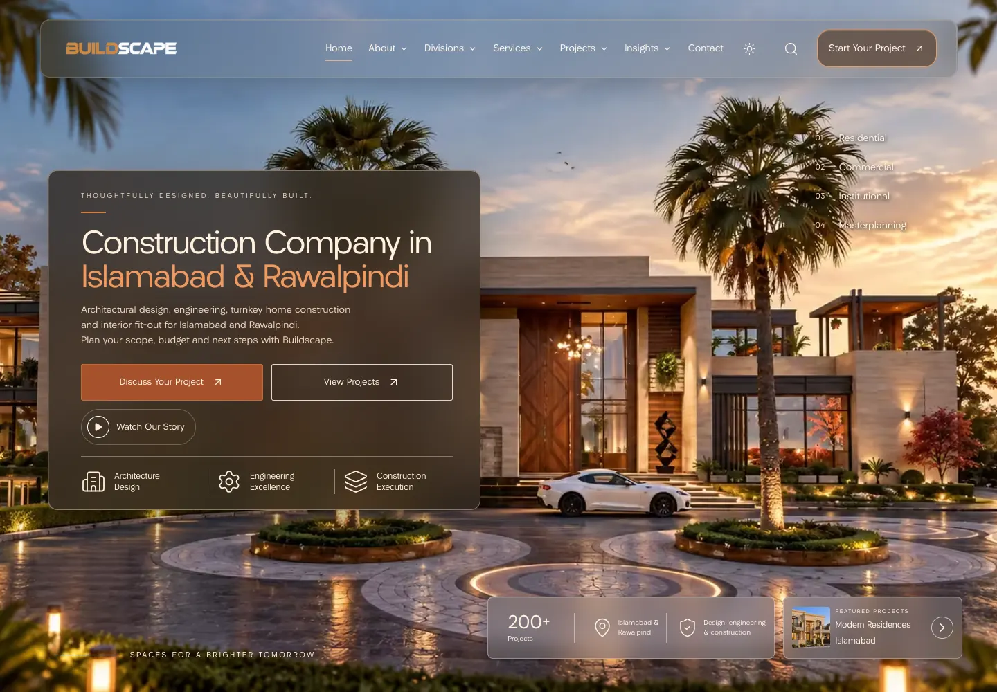 Buildscape desktop homepage in dark appearance
