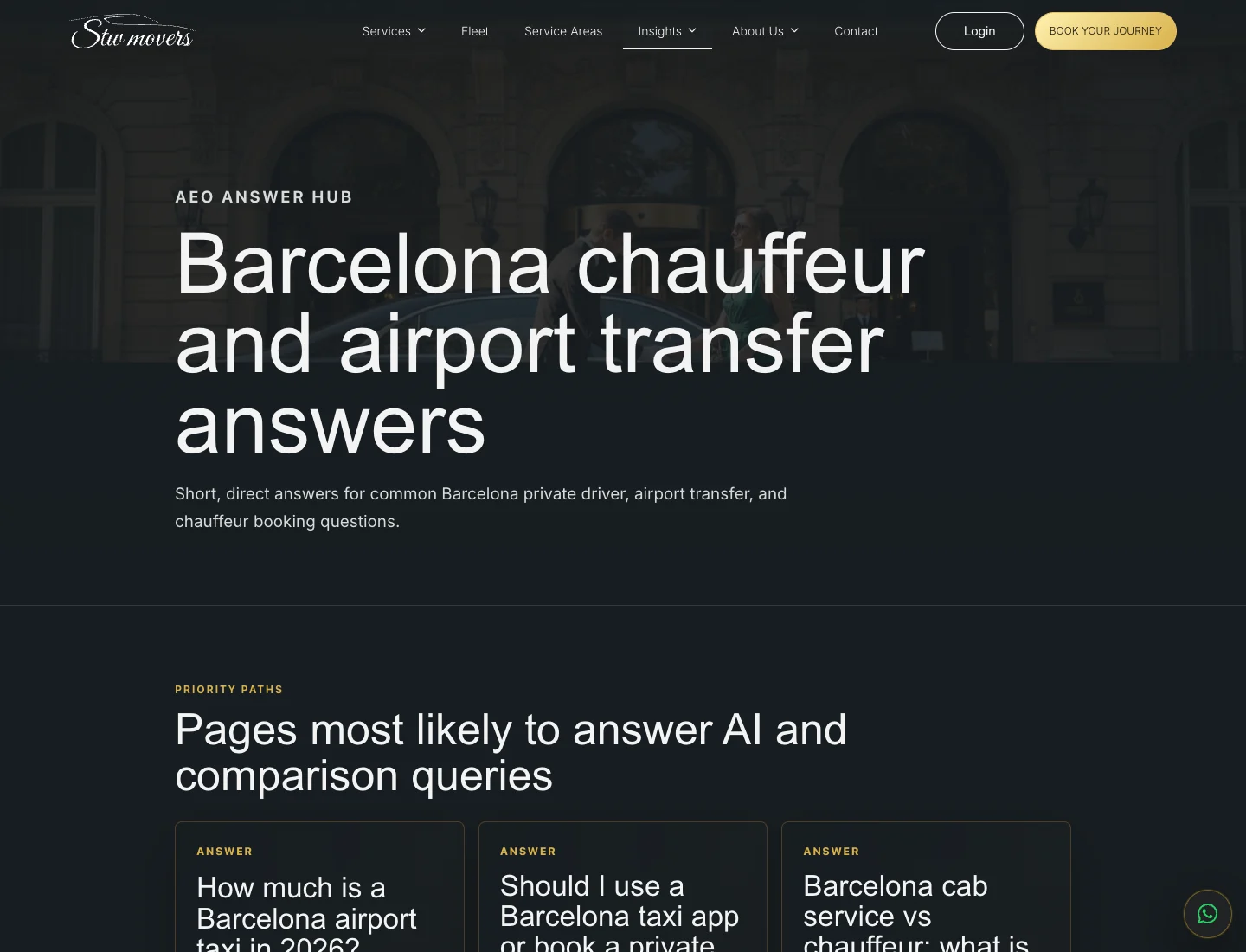STW Movers answer hub organising Barcelona chauffeur and airport transfer questions