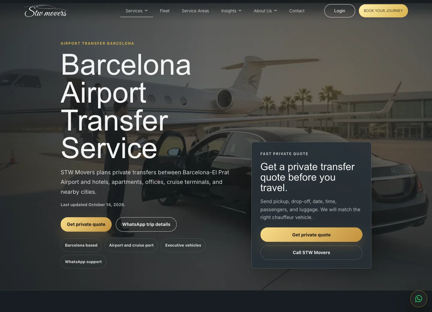 STW Movers Barcelona airport transfer service page