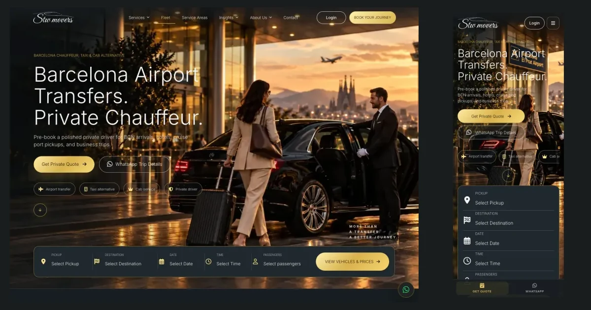 STW Movers Barcelona website shown on desktop and mobile